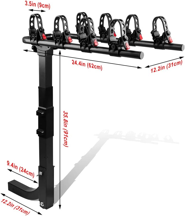 4 Bike Rack, Double Foldable Rack, 2 Hitch Receiver H16738
