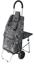 Black Foldable Shopping Cart with Seat U3006