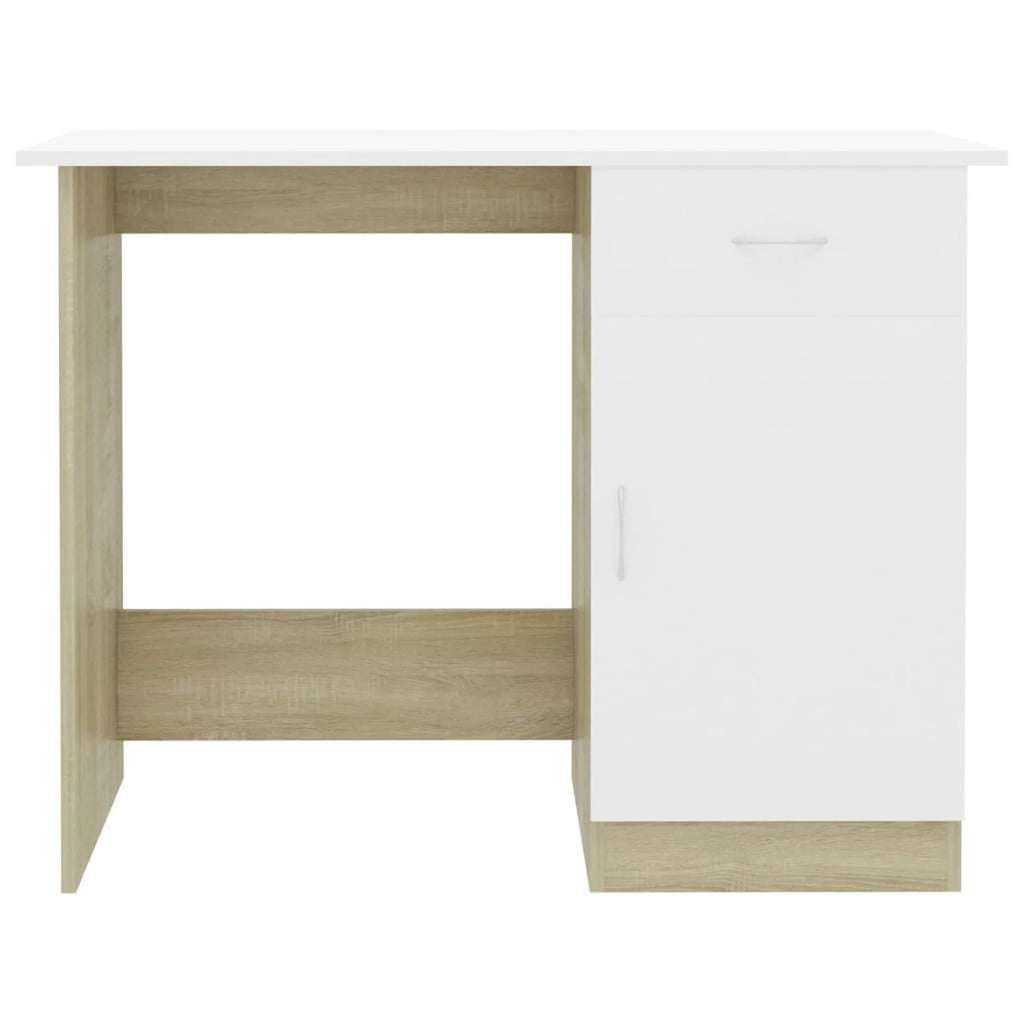 White Computer Desk with Storage Drawer and Door Cabinet W812