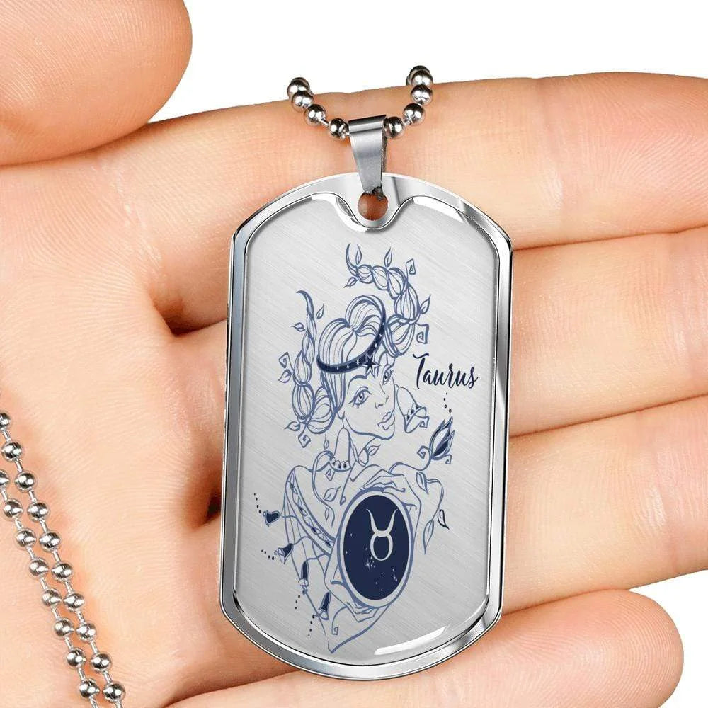 Stainless Steel or 18k Gold Dog Tag with 24" Chain J434706