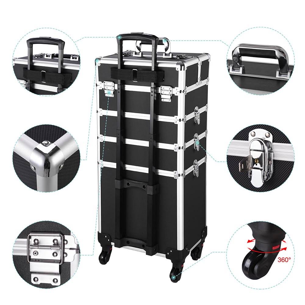 Black Aluminum Rolling Makeup Train Case H403922