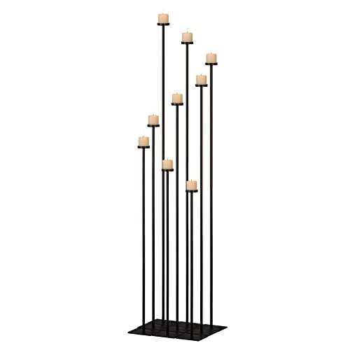 Black Metal Floor Candelabra Holder for 9 Arm Candlesticks S8679