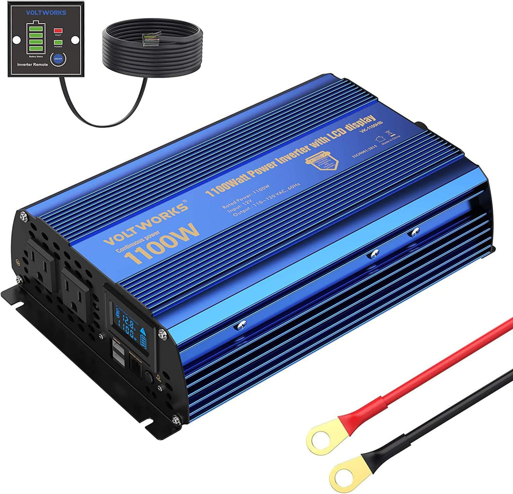 2000w DC 12V to AC 120V Modified Sine Wave Inverter with LCD Display Remote Control and 3AC Outlets Dual 2.4A USB Ports J47268