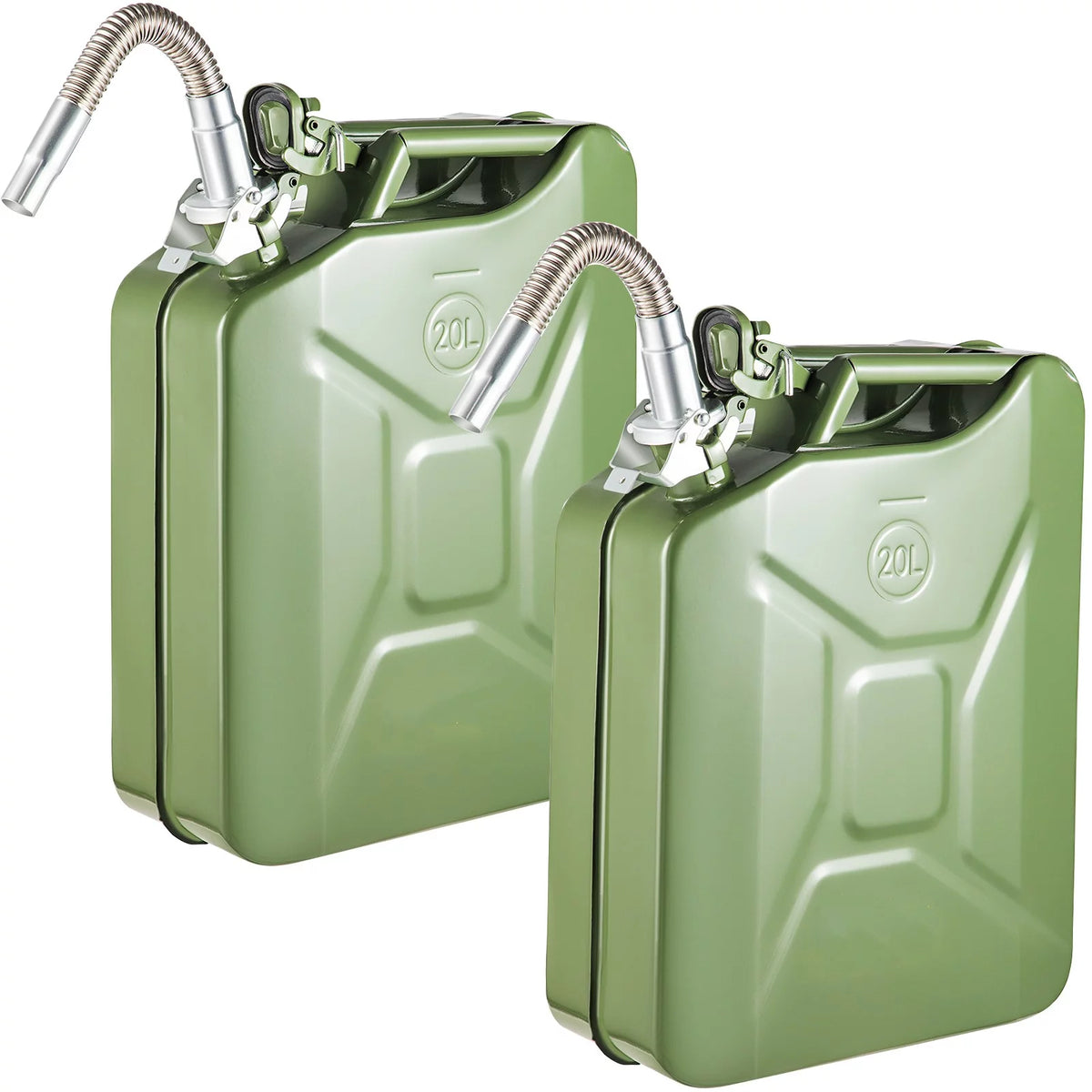 5.3 Gallon Portable Steel Fuel Can with Flexible Spout, 2pcs Green M658119