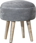 Gray Velvet Backless Vanity Stool J7269