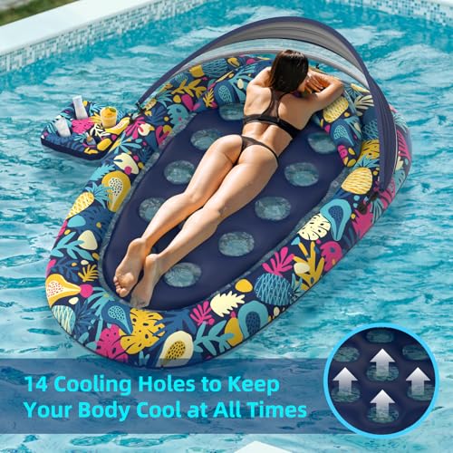 XL Inflatable Pool Float with Canopy Cup Holder N1776