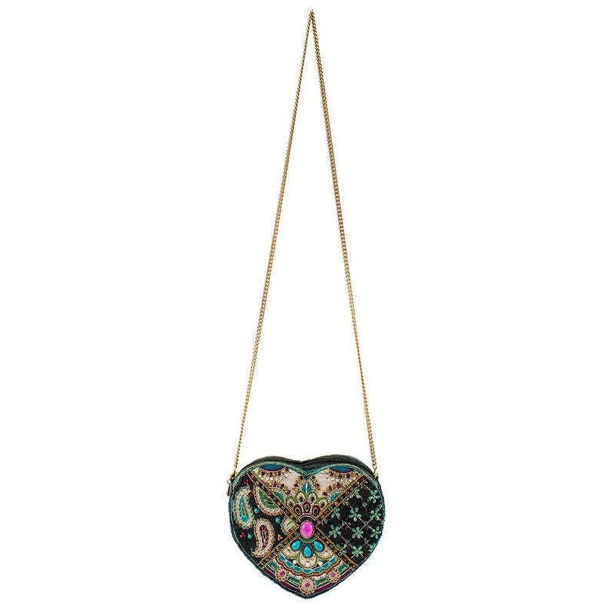 Black Embroidered Heart Crossbody Handbag C2665