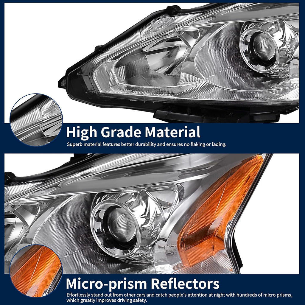 Projector Headlight Assembly for 2013 2014 2015 Altima 4-Door Sedan Chrome Housing C352086