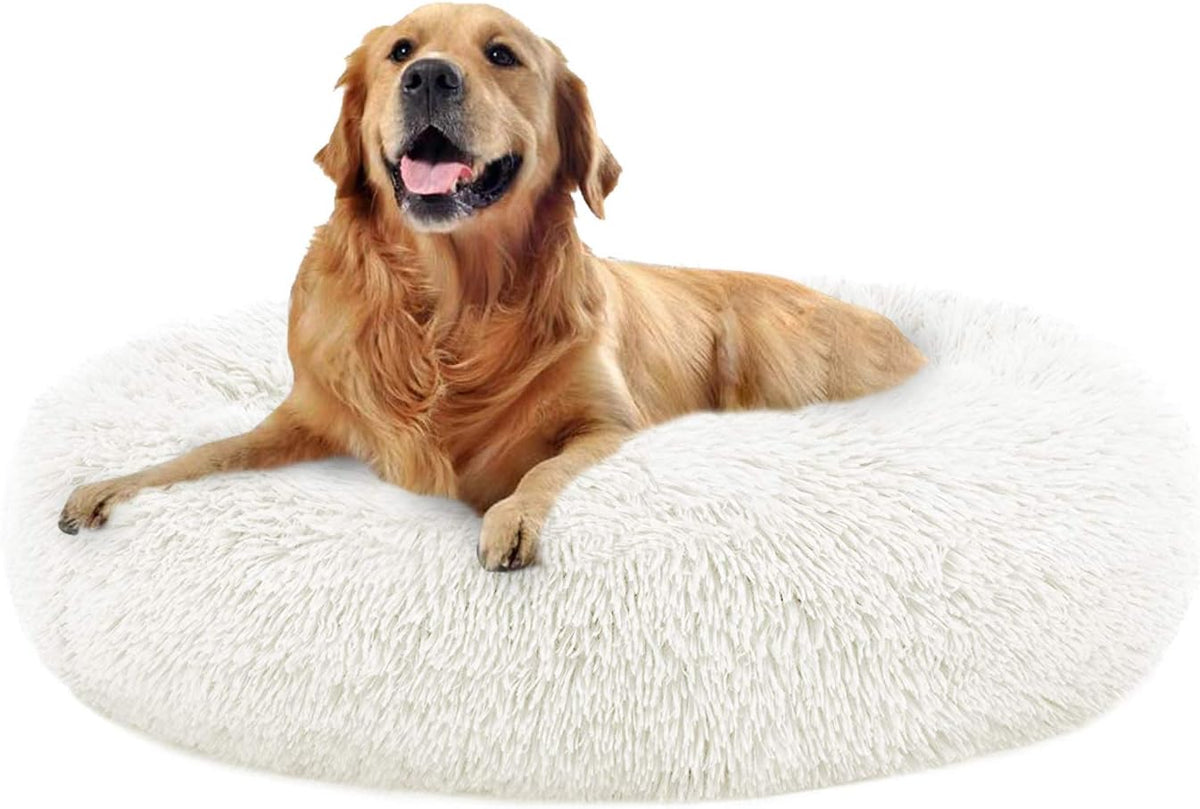 Calming Dog Bed Faux Fur Donut Cuddler Washable Pack of 2 D5358