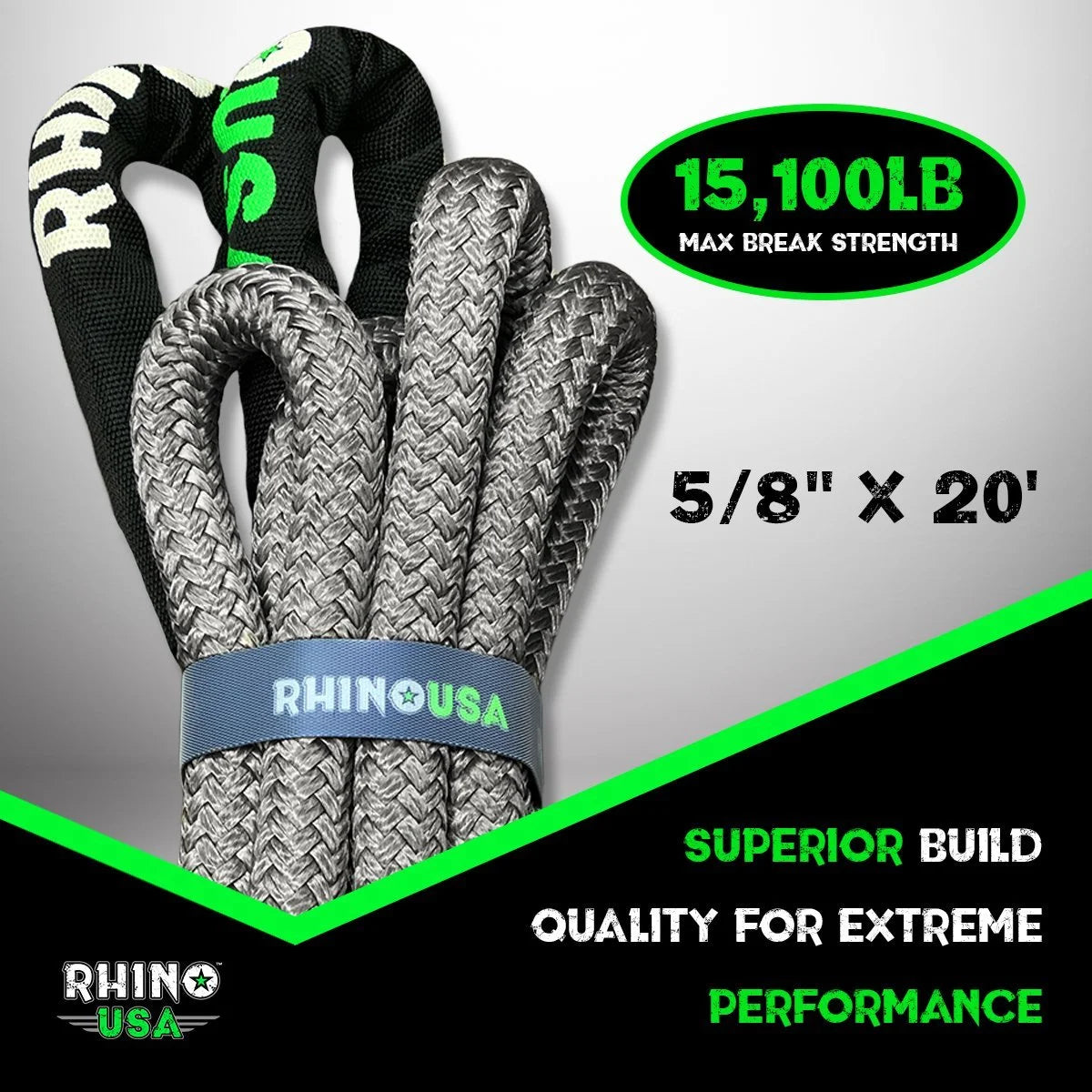 Kinetic Recovery Tow Rope 1in x 30ft Gray X728