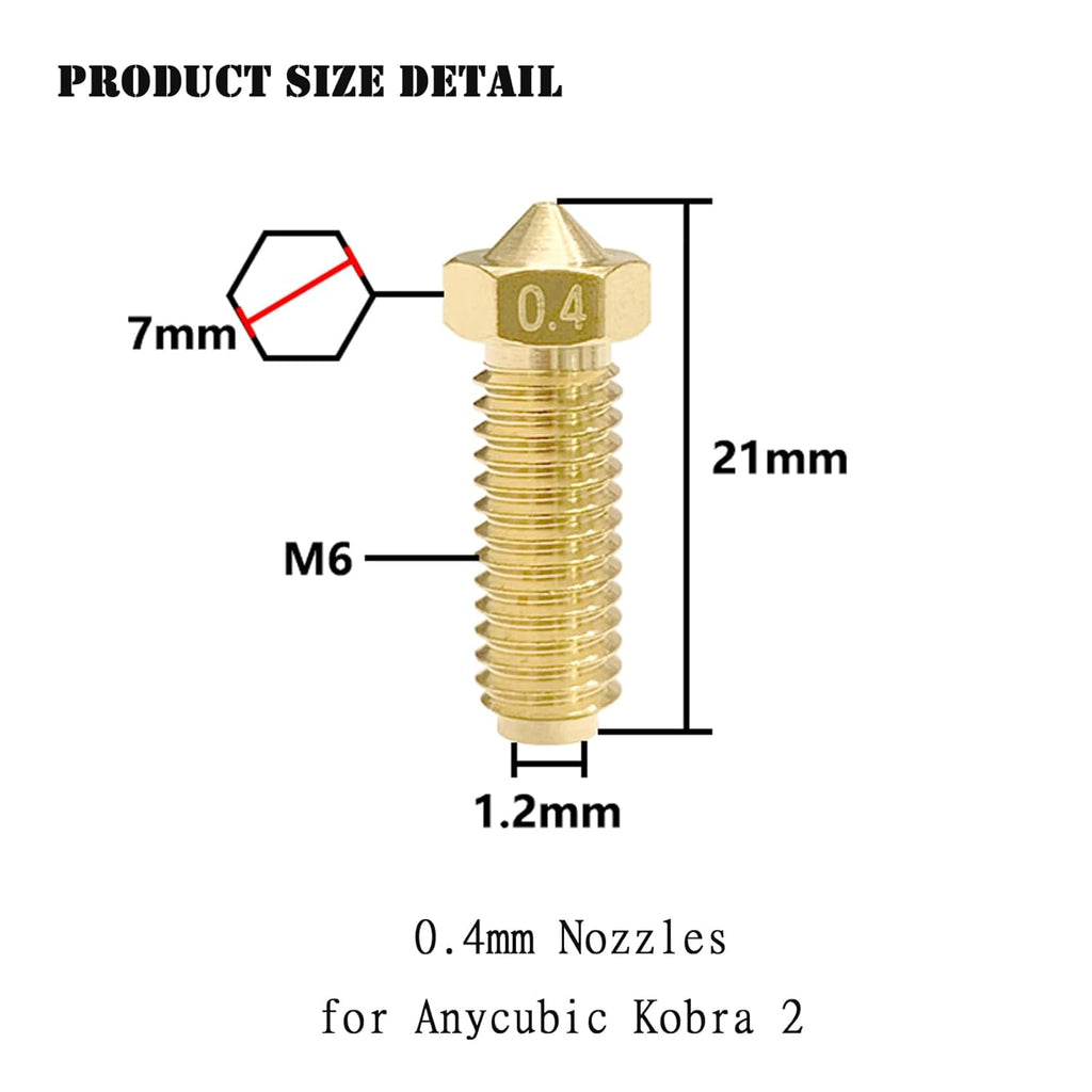 5PCS 0.4mm Brass Nozzles and 5PCS Silicone Socks for 3D Printer Y7004