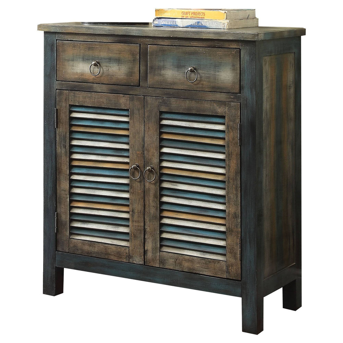 Oak Brown Teal Console Table A342771