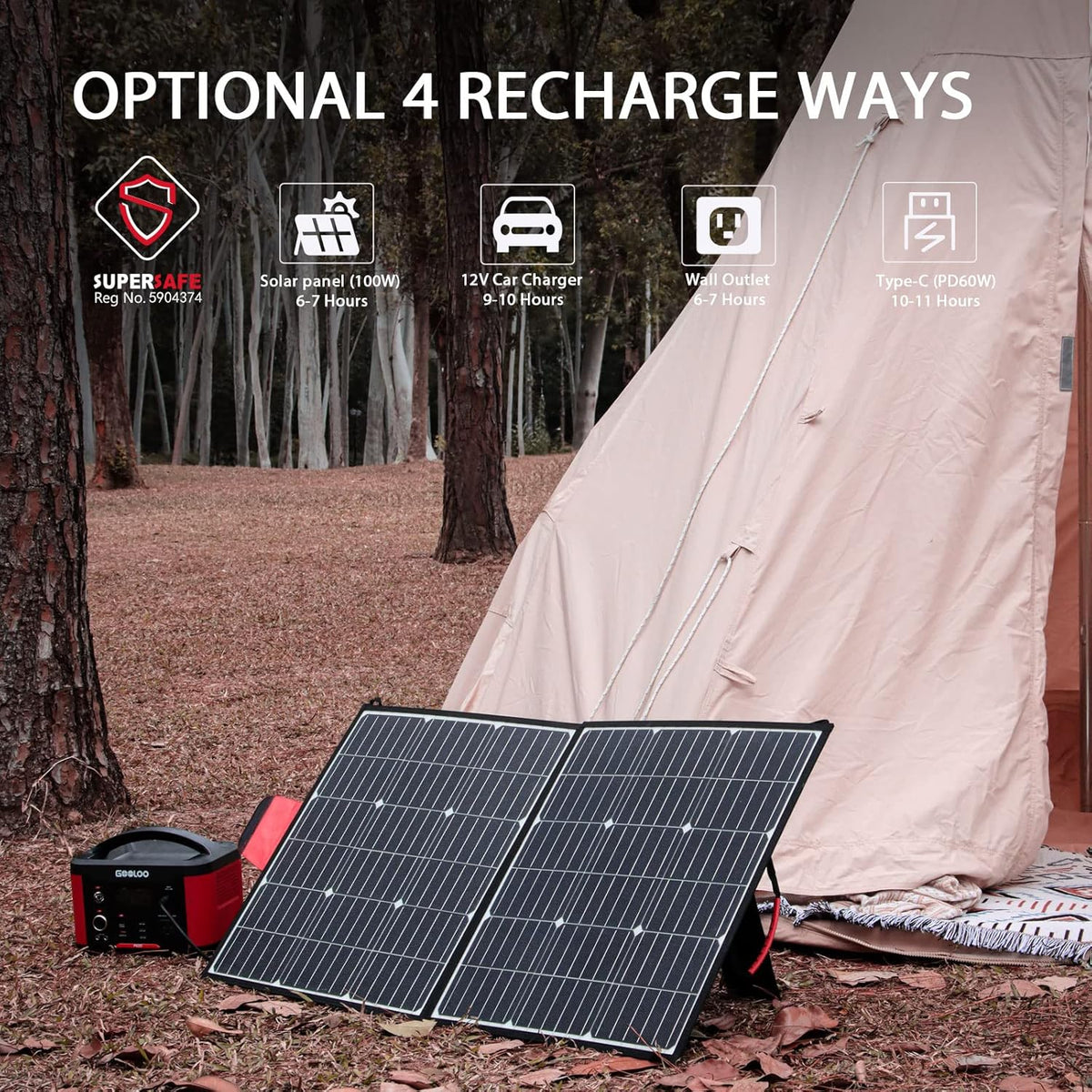 Portable Power Station 626Wh 600W AC Outlets Lithium Battery Y973