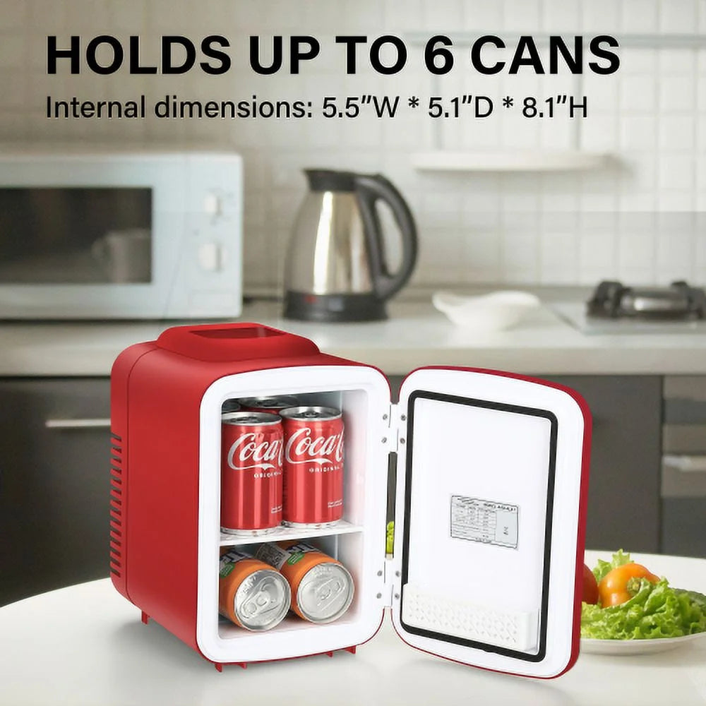 Portable Mini Fridge Cooler and Warmer 4L Red U6615
