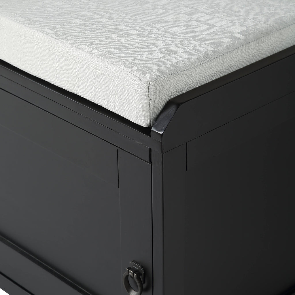Grey Wood Storage Bench with 2 Cabinets S806