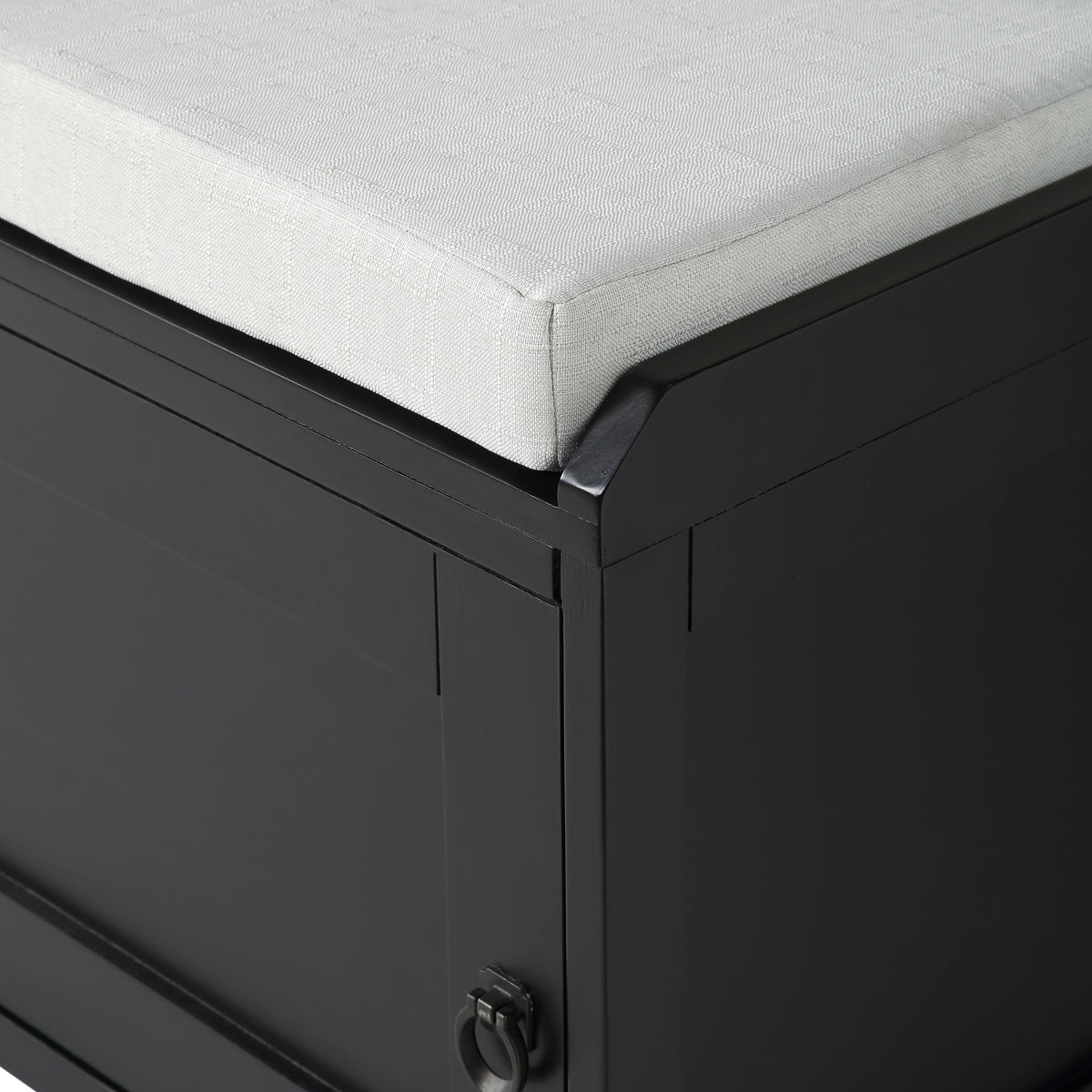 Grey Wood Storage Bench with 2 Cabinets S806
