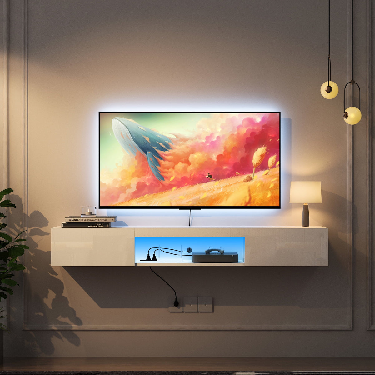 Wall Mounted Floating TV Stand with LEDs K7094