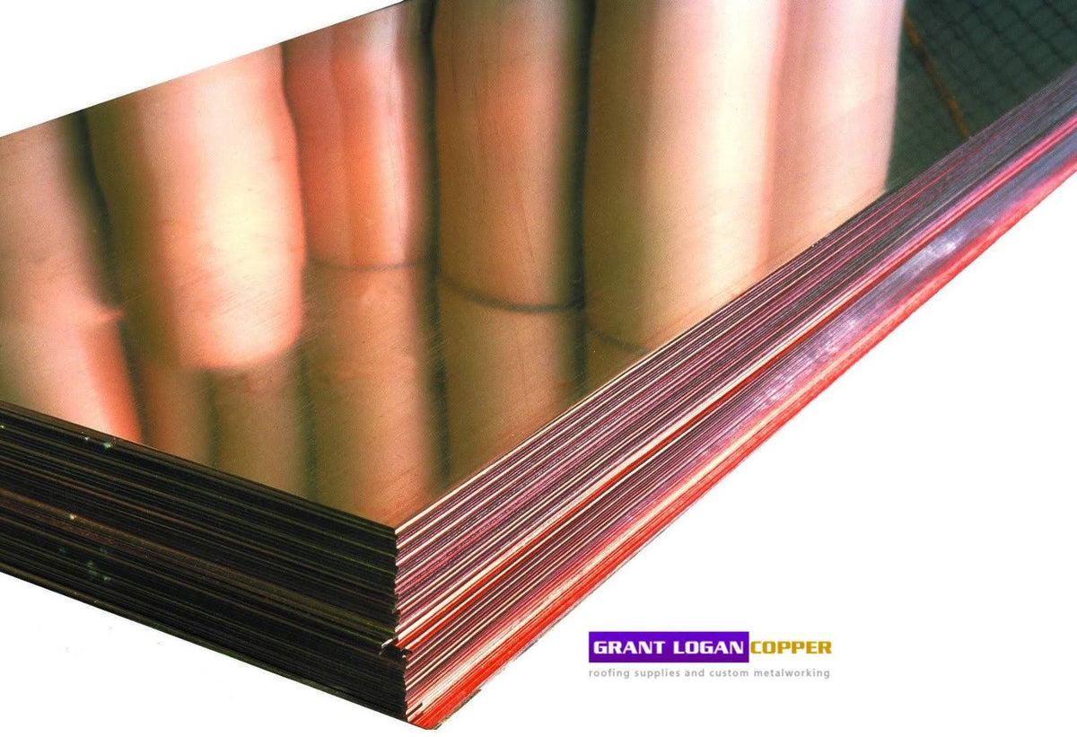 32oz Copper Sheet 0.043 inch 18 ga 24 inch x 120 inch Unpolished Mill Finish C1983