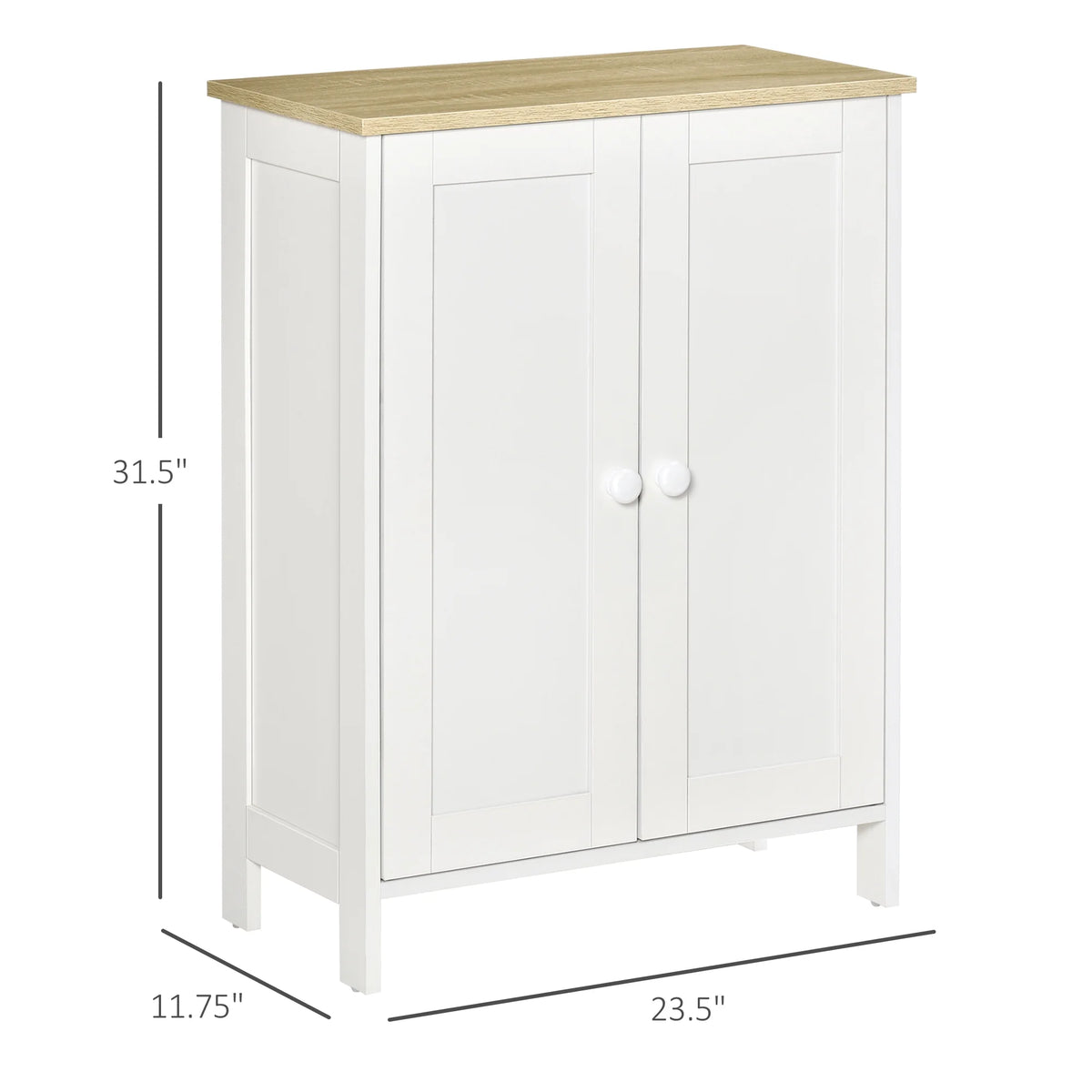 White Storage Cabinet with 2 Adjustable Shelves D514