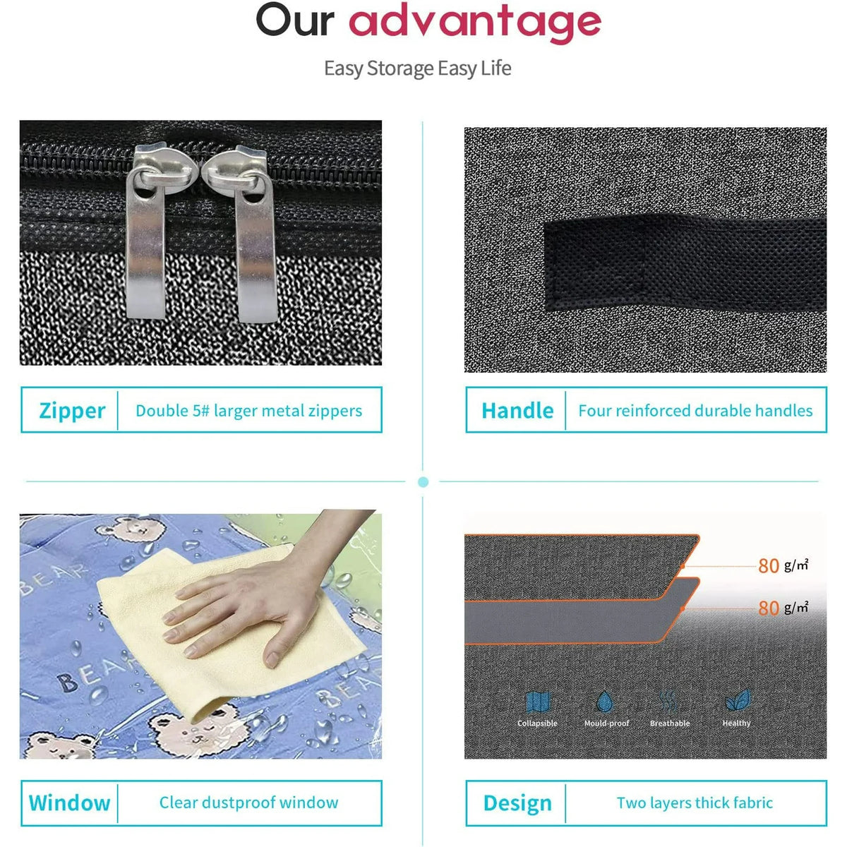 Breathable Zippered Storage Bag with Clear Window T112241