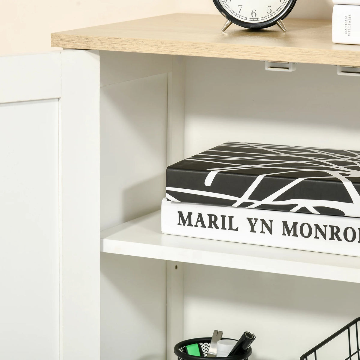 White Storage Cabinet with 2 Adjustable Shelves D514