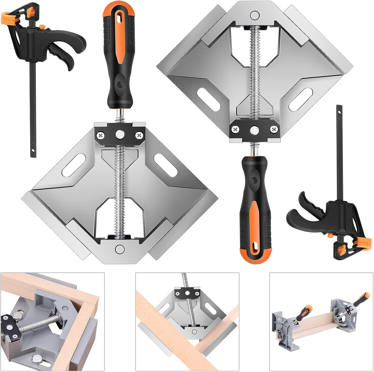 Right Angle Clamp, 90 Degree Corner Clamps, 4 Quick Grip Bar Clamps E853731
