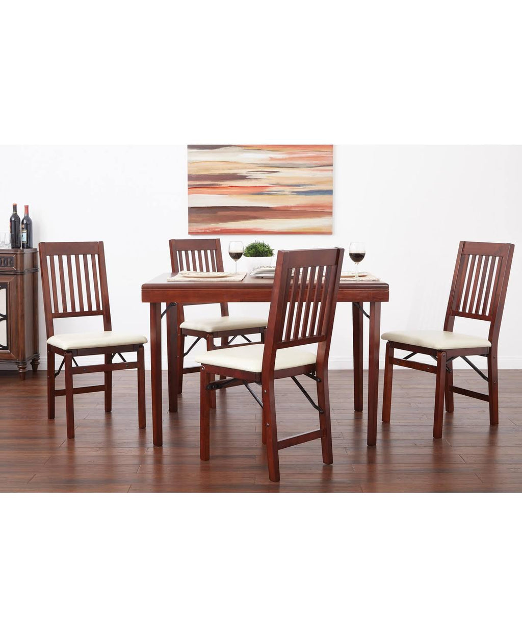 Solid Wood Folding Chair, Espresso/Red - 2 count B1229