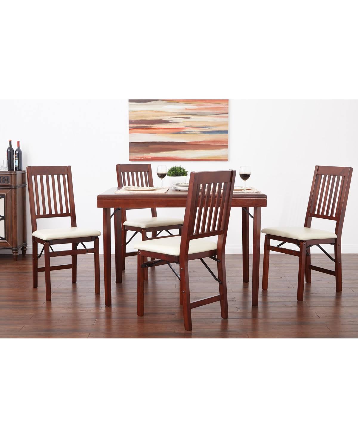 Solid Wood Folding Chair, Espresso/Red - 2 count B1229
