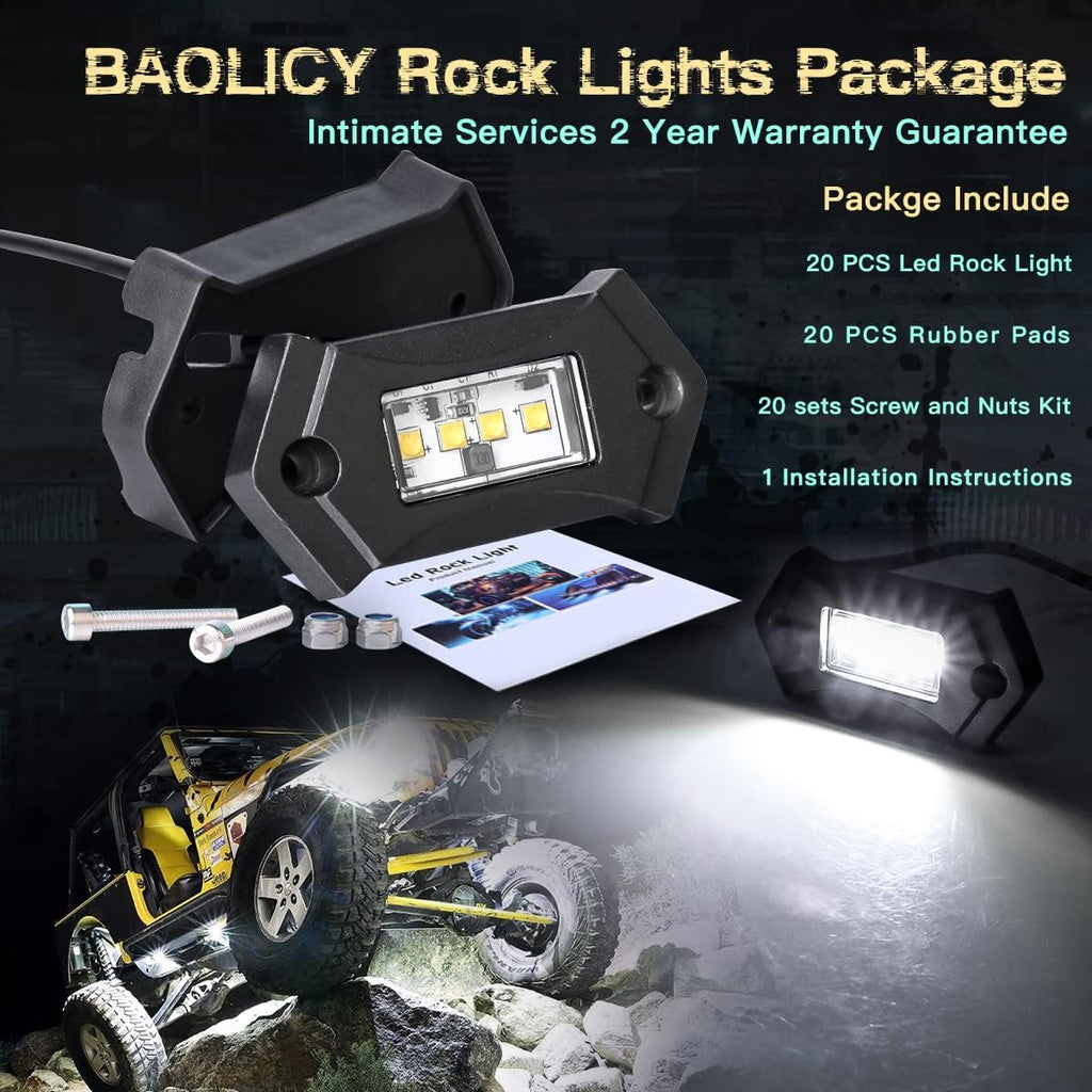20Pods White LED Rock Lights O1608
