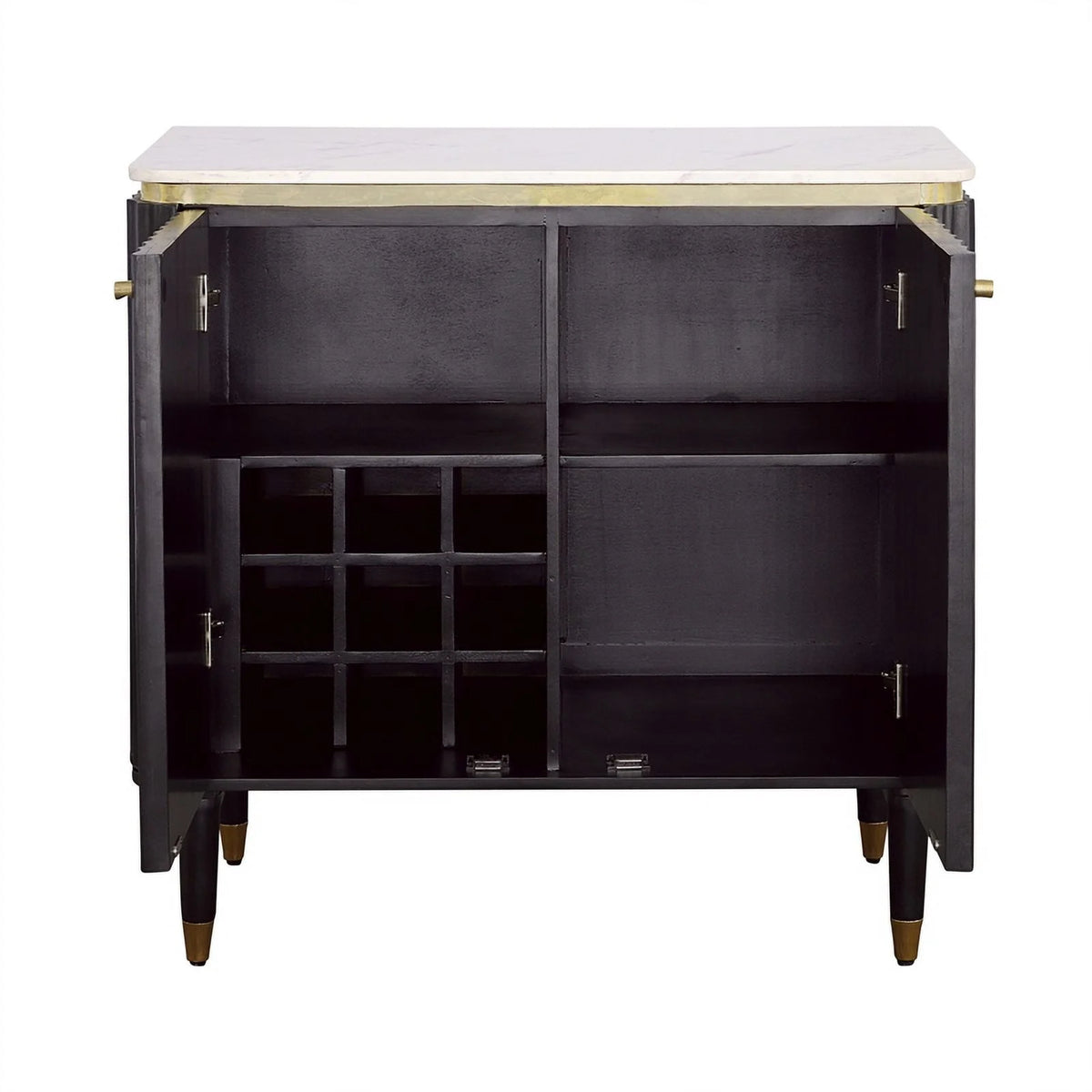 Modern 2-Door Wood Bar Cabinet in Black and Gold W299