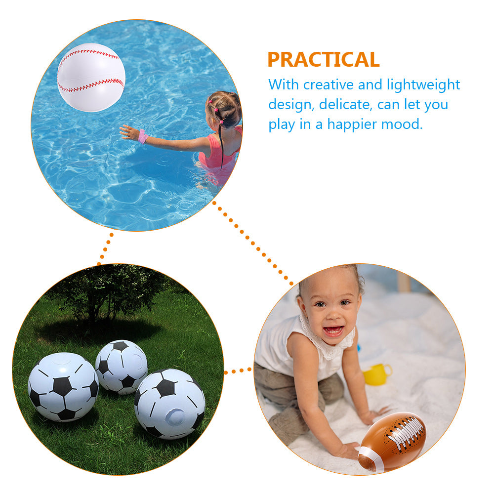 16 Pcs Inflatable Beach Toys Baseball Soccer I7341