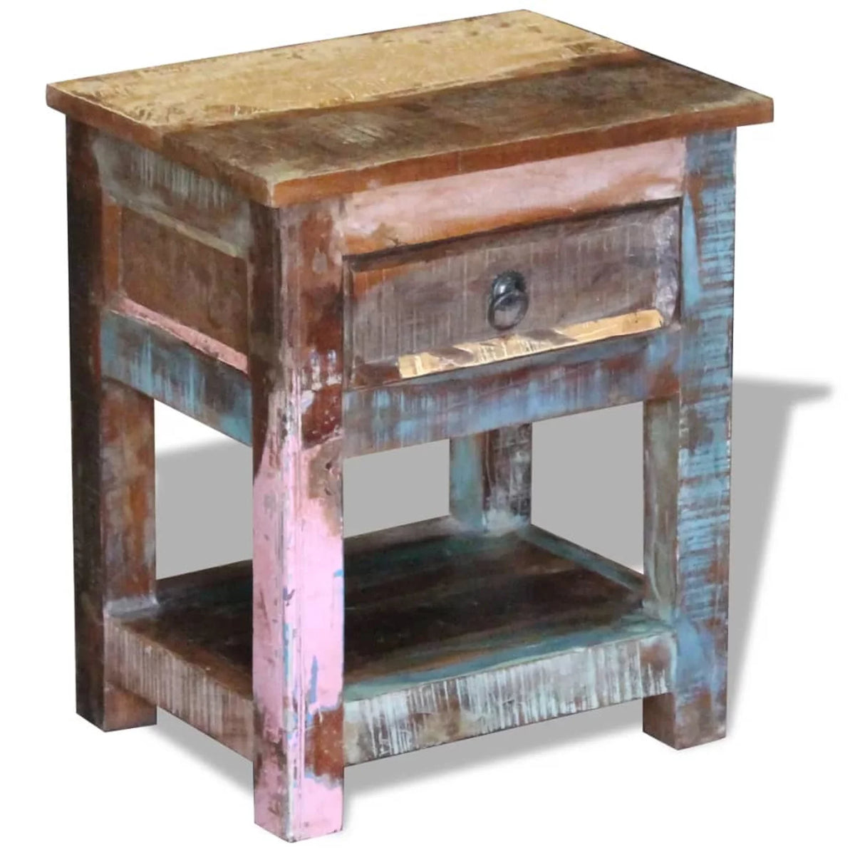 Side Table with 1 Drawer Solid Reclaimed Wood O215712