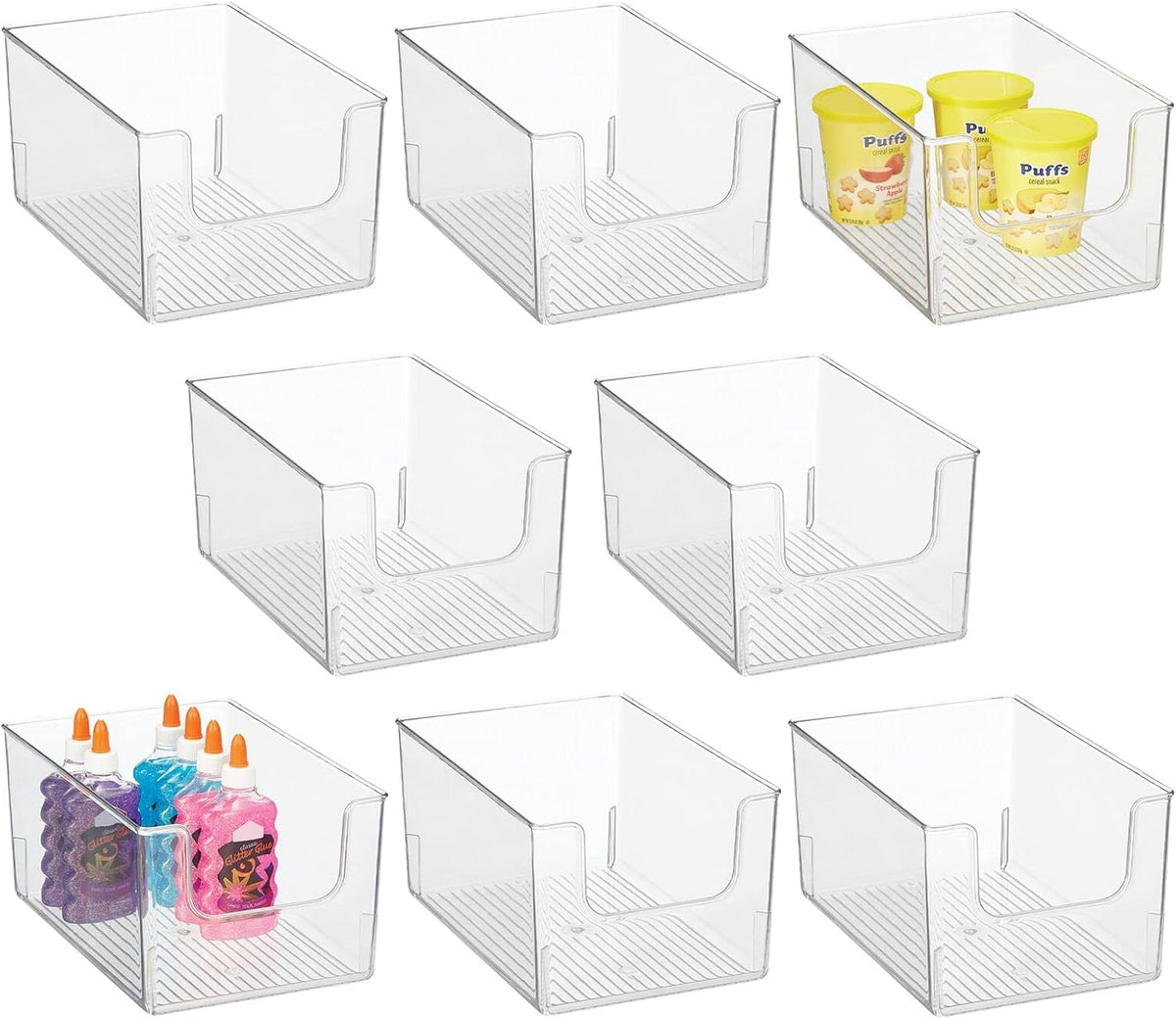 Clear 8 Pack Stackable Plastic Storage Organizer Bin Basket N6303