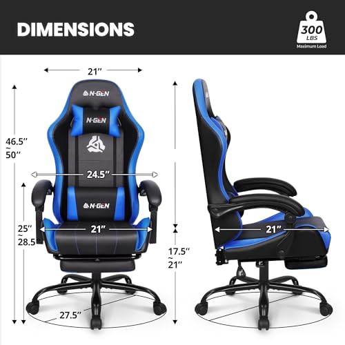 Black Ergonomic High Back Gaming Chair with Footrest G9018