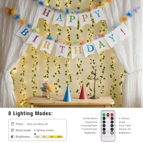 200 LED Artificial Ivy Leaf Fairy Lights with Remote D374961