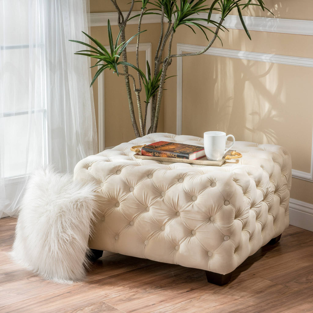 Grey Velvet Ottoman R52014