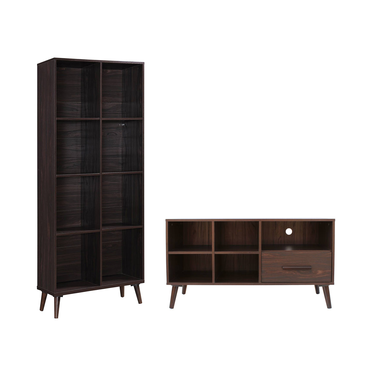 2 Piece TV Stand and Bookcase Set T848358