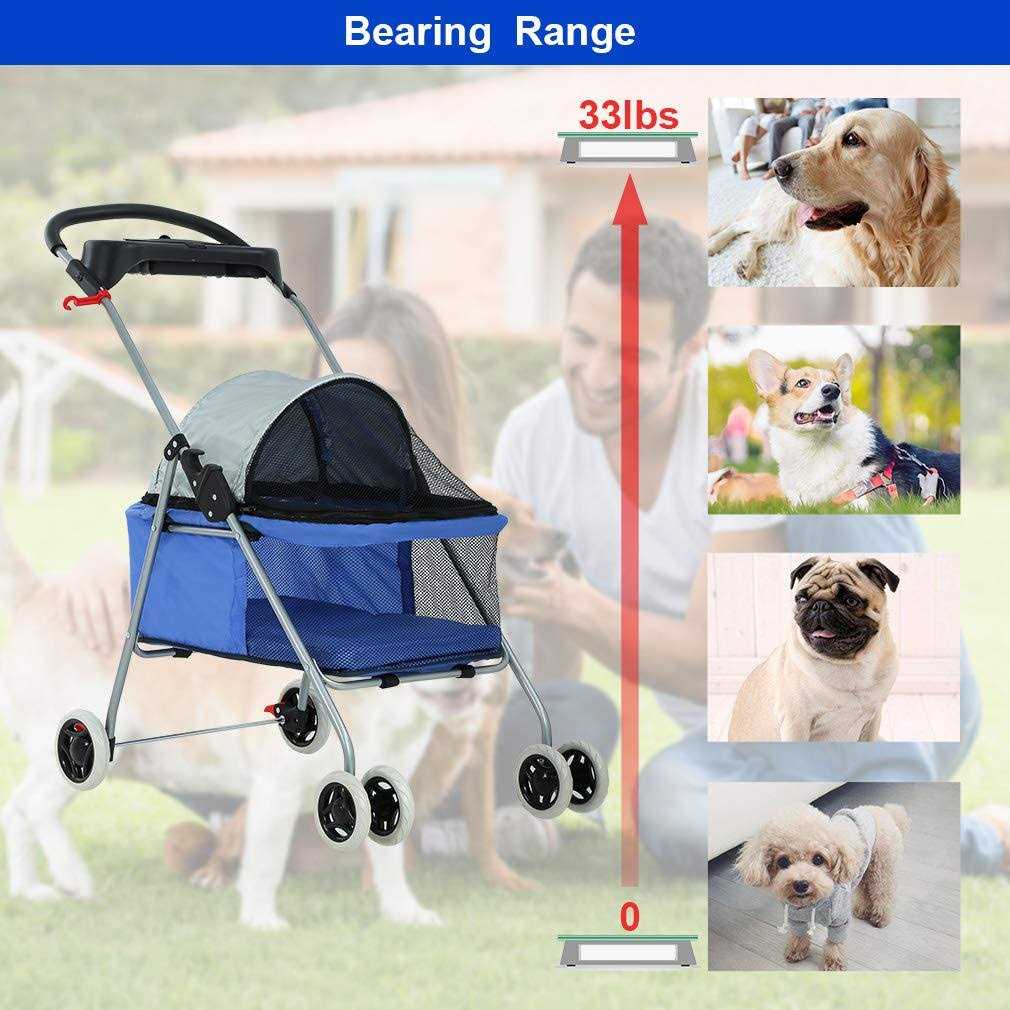 4 Wheels Folding Waterproof Pet Stroller with Cup Holder L606