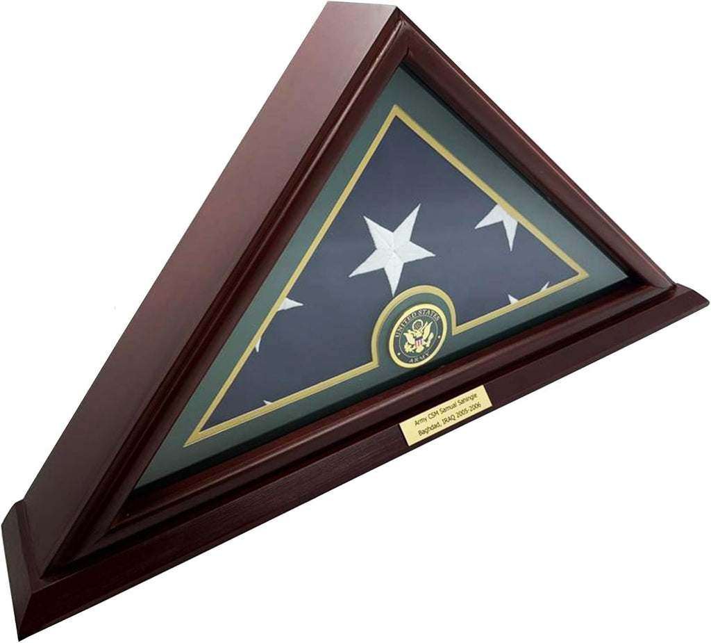 Solid Wood Cherry Finish Wall Mounted Flag Display Case R6471