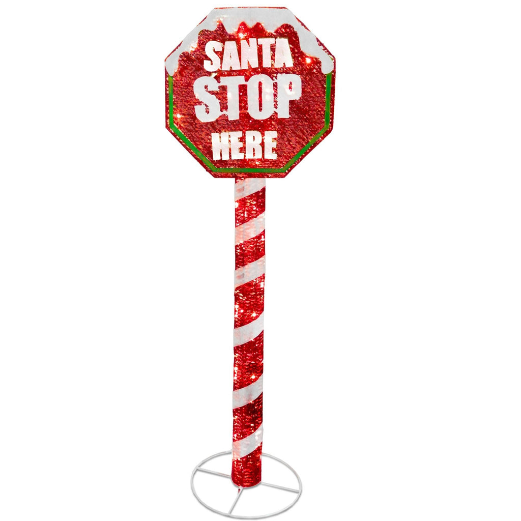 Red and White Stop Sign Decor with LED Lights Z257322