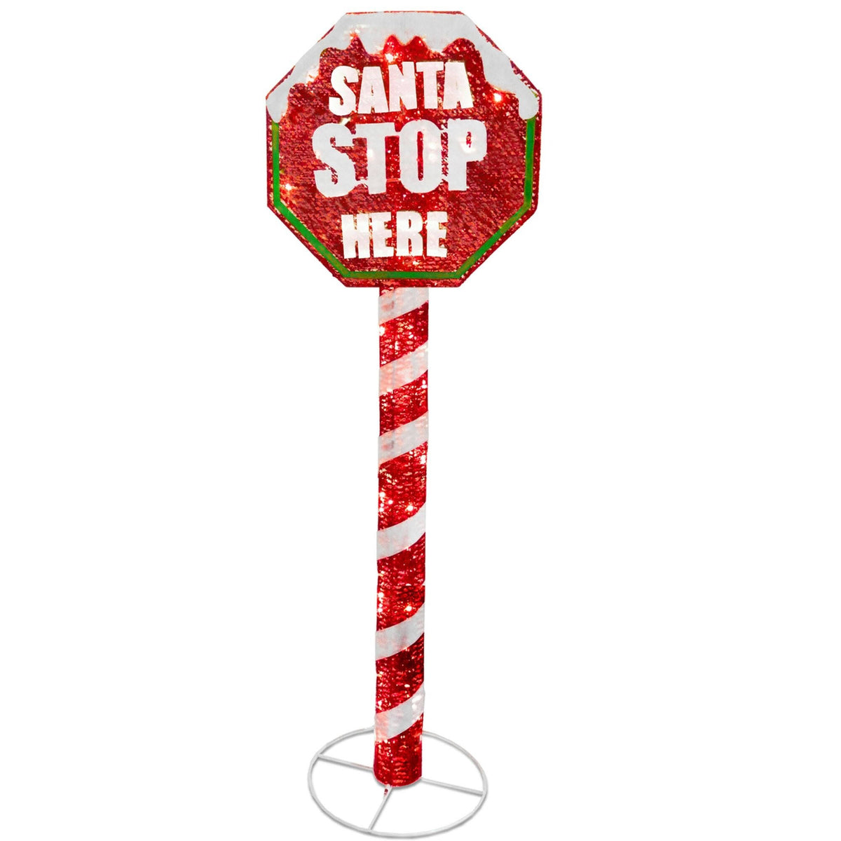 Red and White Stop Sign Decor with LED Lights Z257322