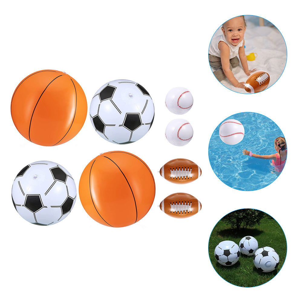 16 Pcs Inflatable Beach Toys Baseball Soccer I7341