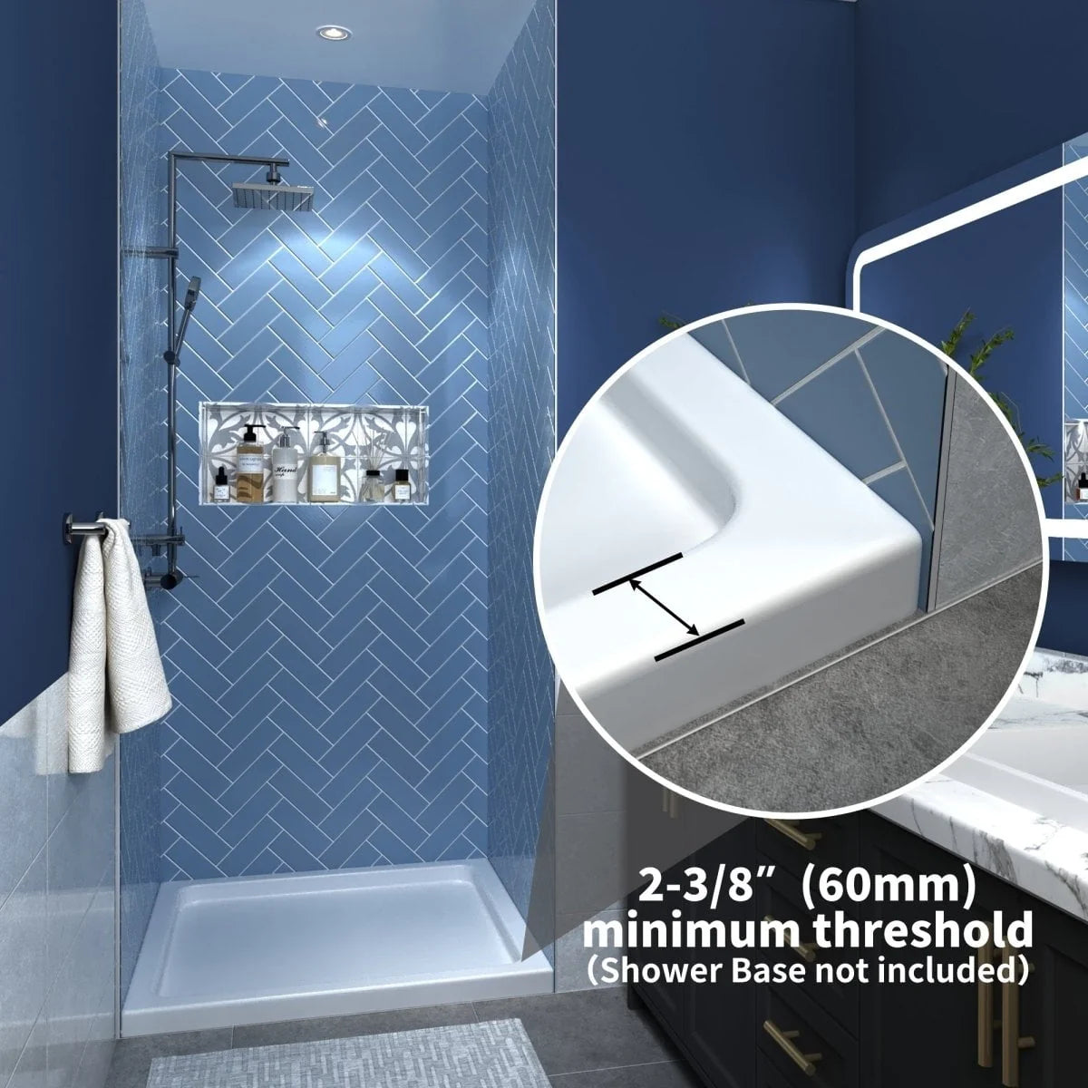 24-25.5 W x 72 H Black Hinged Pivot Clear Glass Shower Door U632