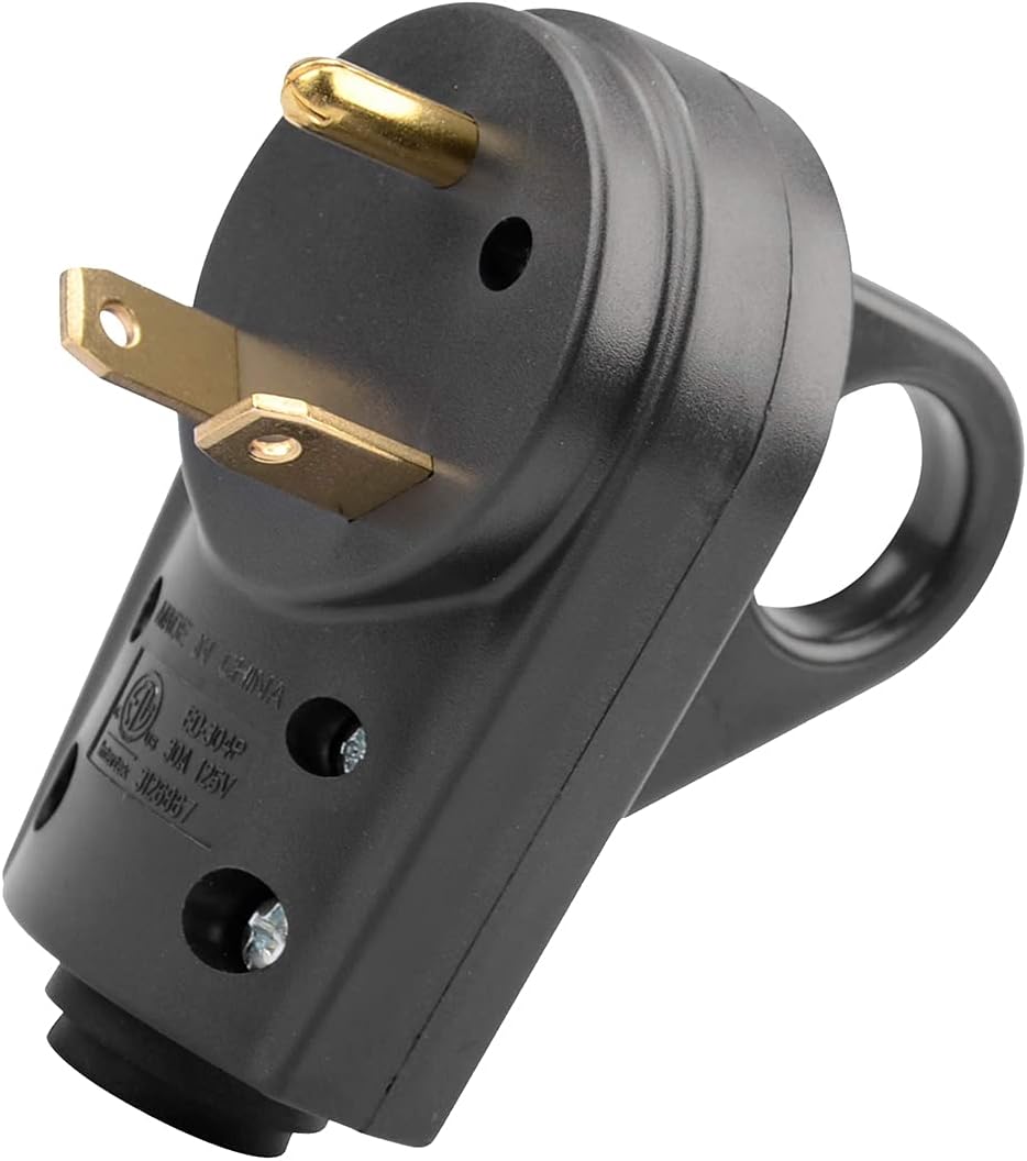 30 Amp RV Plug Male Replacement 3 Prong Electrical Power Connector Pack of 2 N6619