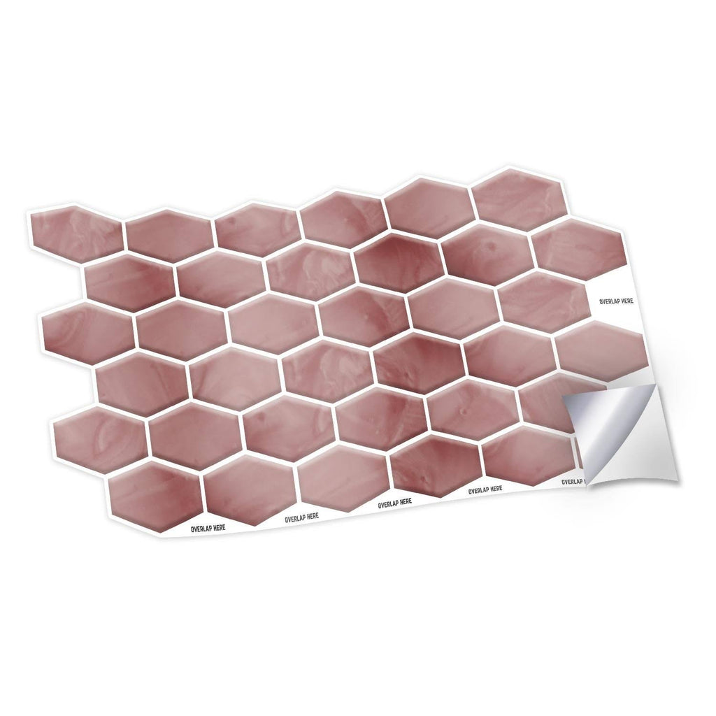 Red 60 Pieces Peel and Stick Wall Tile Stickers C8351