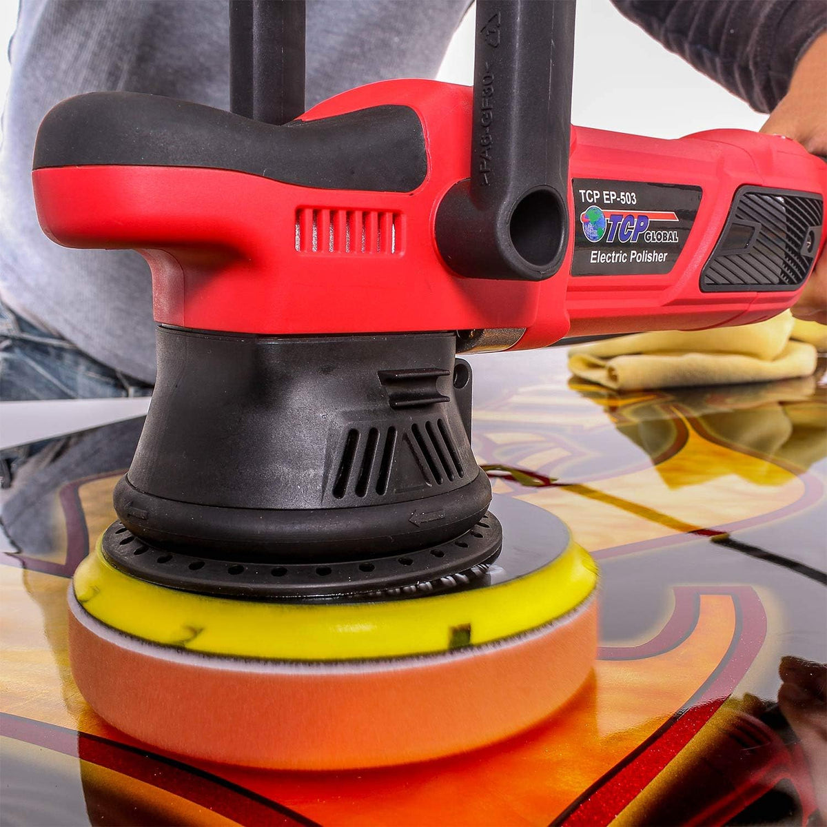 6 Variable Speed Dual-Action Polisher with Foam & Wool Pad Kit D6418