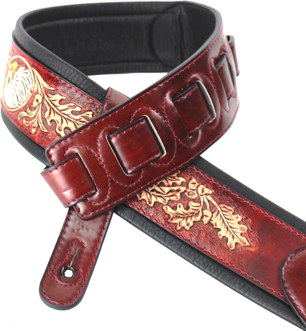 Mahogany Brown Full Grain Leather Guitar Strap Y366
