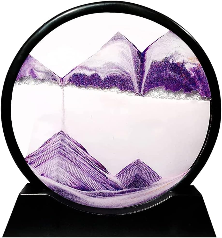 Moving Sand Art Picture Round Glass 3D Deep Sea 7 Inch Pack of 2 A287