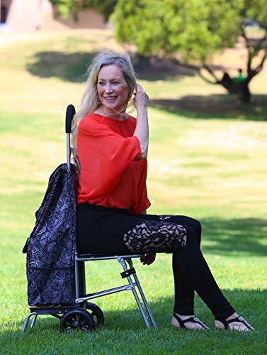 Black Foldable Shopping Cart with Seat U3006