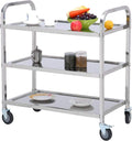 3 Tier Stainless Steel Utility Cart with Wheels Y249456